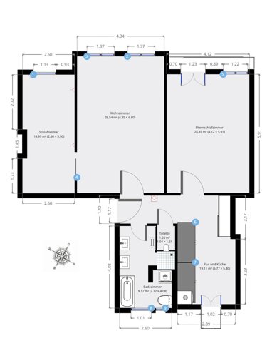 Wohnung zur Miete 900 € 3 Zimmer 102 m² Wipperstraße 22 Neukölln Berlin 12055
