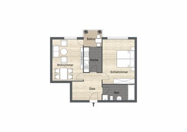 Apartment zum Kauf 238.000 € 2 Zimmer 60 m² 1. Geschoss Haunstetten - West Augsburg 86179