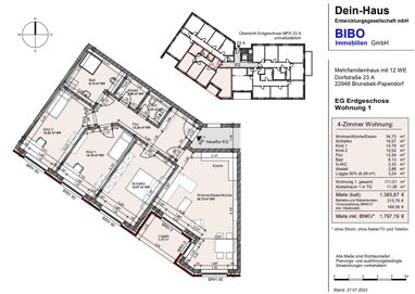 Wohnung zur Miete 1.393,87 € 4 Zimmer 111,5 m² Erdgeschoss Dorfstraße 23 a Papendorf Brunsbek 22946