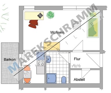 Wohnung zur Miete 240 € 1 Zimmer 32 m² Ilmenau Ilmenau 98693