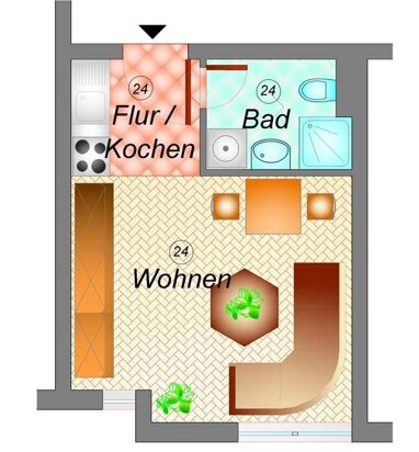 Wohnung zum Kauf 86.600 € 1 Zimmer 23,5 m² Altchemnitz 414 Chemnitz 09125
