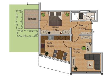 Apartment zur Miete 590 € 2 Zimmer 54 m² Erdgeschoss Parkstr. 1 Bad Füssing Bad Füssing 94072