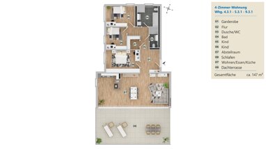 Penthouse zur Miete 2.478 € 4 Zimmer 147 m² 3. Geschoss Friedrichshafener Str. 155 Langenargen Langenargen 88085