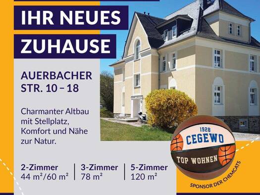 Wohnung zur Miete 350 € 2 Zimmer 60 m² 3. Geschoss frei ab sofort Auerbacher Straße 16 Gornsdorf 09390