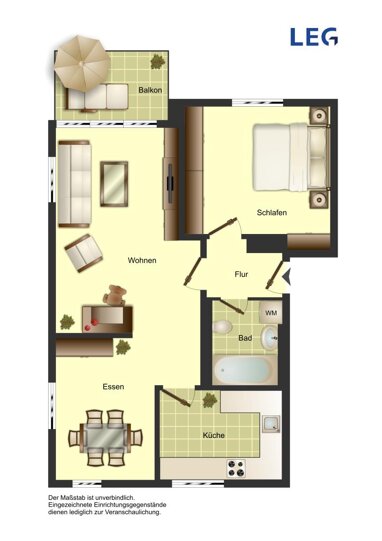 Wohnung zur Miete nur mit Wohnberechtigungsschein 326,44 € 2,5 Zimmer 60,8 m² 2. Geschoss Frieda-Nadig-Weg 5 Herford-Stadt Herford 32051