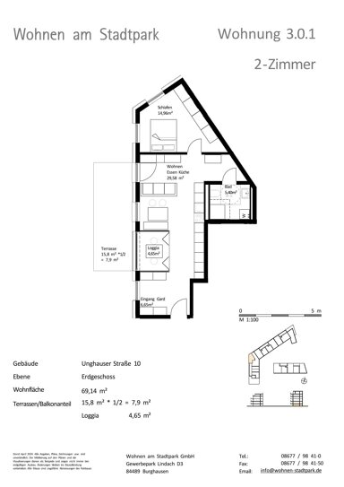 Wohnung zum Kauf provisionsfrei als Kapitalanlage geeignet 350.000 € 2 Zimmer 69,1 m² Unghauser Straße 10 Burghausen Burghausen 84489