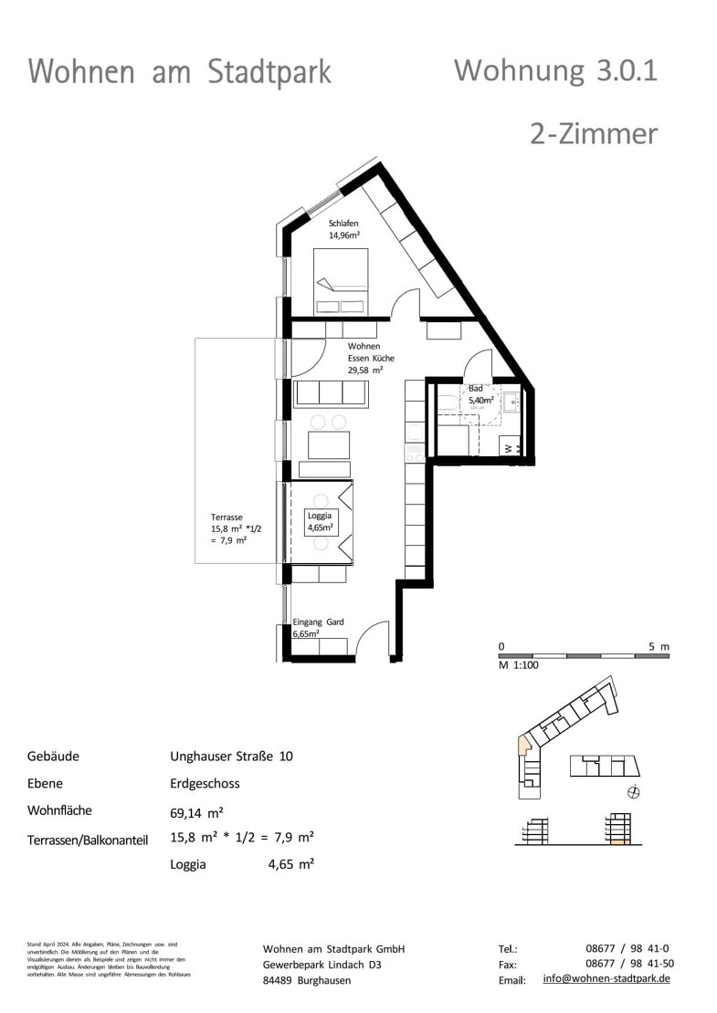 Wohnung zum Kauf provisionsfrei als Kapitalanlage geeignet 350.000 € 2 Zimmer 69,1 m² Unghauser Straße 10 Burghausen Burghausen 84489