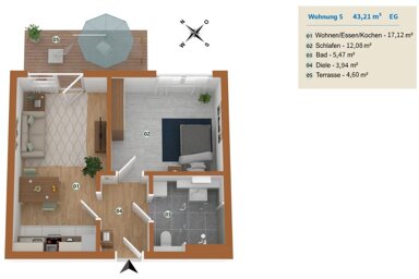 Wohnung zur Miete 378,09 € 2 Zimmer 43,2 m² 1. Geschoss frei ab sofort Strandschlag 2 Andershof Stralsund 18439