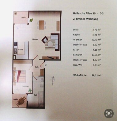 Wohnung zum Kauf Provisionsfrei 260.000 € 2 Zimmer 68,1 m² 3. Geschoss Hallesche Allee Hagsfeld - Westlicher Teil Karlsruhe 76139