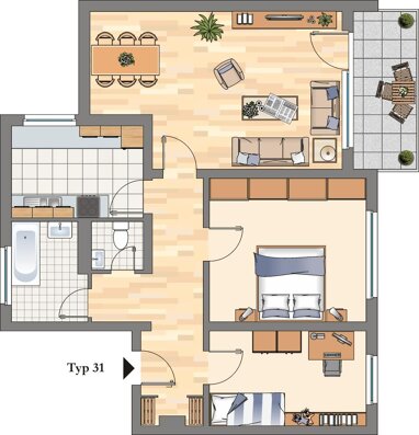 Wohnung zur Miete 499 € 3,5 Zimmer 77,5 m² Erdgeschoss Eichenweg 9 Hattingen - Mitte Hattingen 45525