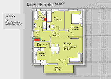 Wohnung zum Kauf Provisionsfrei 515.000 € 3 Zimmer 85,6 m² 1. Geschoss Schniegling Nürnberg 90427