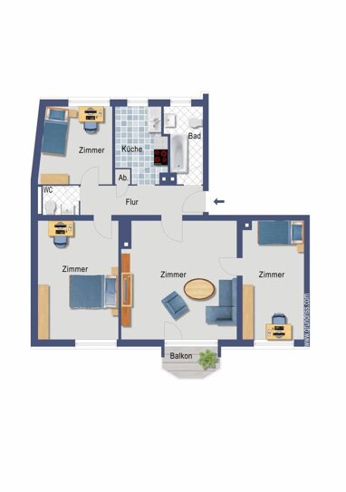 Wohnung zum Kauf Provisionsfrei 279.000 € 4 Zimmer 84,7 m² Erdgeschoss Gutenbergstraße 36 Martinsviertel - Ost Darmstadt 64289