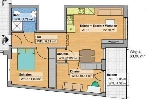 Apartment zum Kauf Provisionsfrei 253.554 € 3 Zimmer 63,9 m²<br/>Wohnfläche 1. Stock<br/>Geschoss Nürnberger Str. 16 Körle Körle 34327