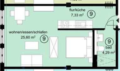 Wohnung zur Miete 650 € 1,5 Zimmer 41 m² 3. Geschoss Heinrich-Weber-Platz 1 Hegau - Gymnasium 5 Singen (Hohentwiel) 78224