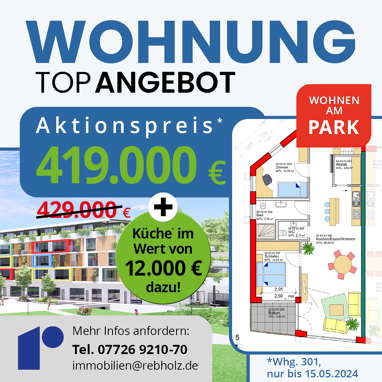 Wohnung zum Kauf Provisionsfrei 419.000 € 3,5 Zimmer 80 m² 3. Geschoss Hofstraße 3 Bad Dürrheim Bad Dürrheim 78073