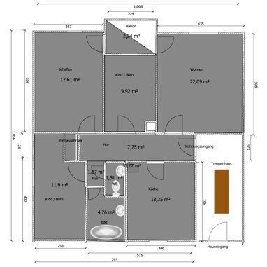 Wohnung zur Miete 1.050 € 4 Zimmer 93 m² Erdgeschoss Saurer Wasen - Dickenhardt Villingen-Schwenningen 78054