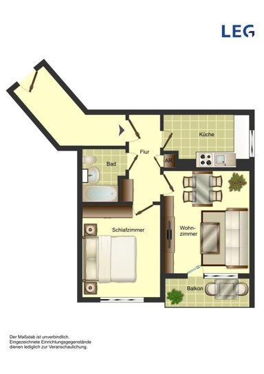 Wohnung zur Miete 379 € 2,5 Zimmer 53,1 m² 2. Geschoss Harkortstraße 8 Unna Unna 59423