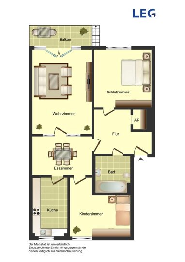 Wohnung zur Miete nur mit Wohnberechtigungsschein 367,31 € 3,5 Zimmer 72,8 m² 1. Geschoss Frieda-Nadig-Weg 4 Herford-Stadt Herford 32051