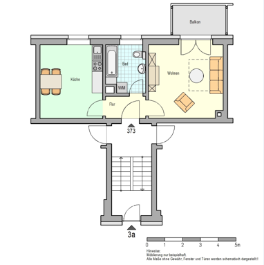 Wohnung zur Miete 382 € 1 Zimmer 41,5 m² Erdgeschoss Am Gedenkstein 3a Zay - West Rastatt 76437