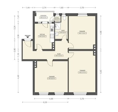 Wohnung zur Miete 700 € 3 Zimmer 89 m² Dohmeyers Weg 34 Kleefeld Hannover 30625