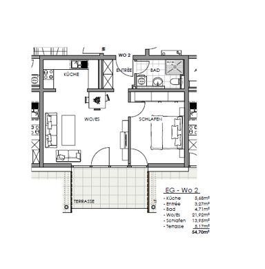 Wohnung zum Kauf provisionsfrei 199.500 € 2 Zimmer 54,7 m² Waldsassen Waldsassen 95652