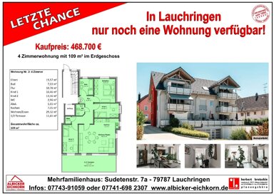 Wohnung zum Kauf provisionsfrei 468.700 € 4 Zimmer 109 m² 1. Geschoss Sudetenstraße 7a Unterlauchringen Unterlauchringen 79787