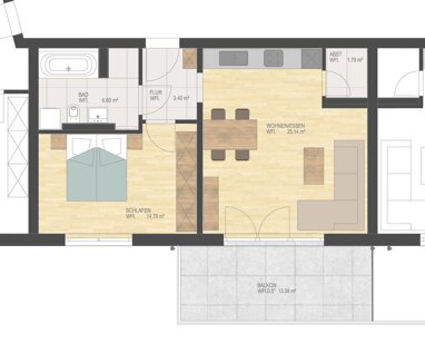 Wohnung zur Miete 690 € 2 Zimmer 58,4 m² 2. Geschoss Aussiger Straße 29 Kerngebiet Waldkraiburg 84478