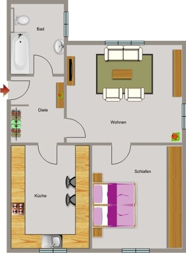 Wohnung zur Miete 254 € 2,5 Zimmer 54 m² 2. Geschoss Schillerstraße 59 Obermarxloh Duisburg 47166
