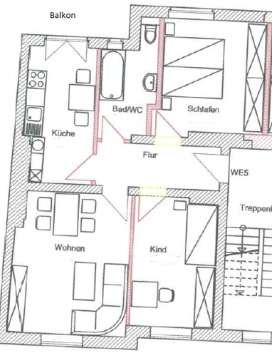 Wohnung zur Miete 680 € 3 Zimmer 68 m² Erdgeschoss Veilchenstr. 15 Andreasvorstadt Erfurt 99092
