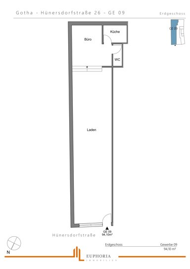 Laden zur Miete provisionsfrei 2 Zimmer 94,1 m² Verkaufsfläche Mitte Gotha 99867