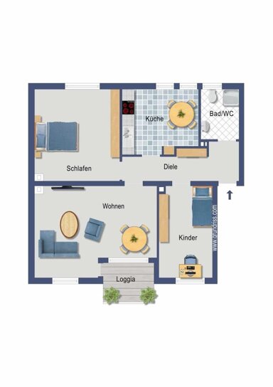 Wohnung zum Kauf provisionsfrei 215.000 € 3 Zimmer 77,3 m² 1. Geschoss Frankenstraße 18 Gremberghoven Köln 51148