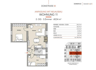 Wohnung zum Kauf Provisionsfrei 447.000 € 3 Zimmer 69,5 m² 2. Geschoss Domstr. 84 Altstadt - Nord Köln 50667