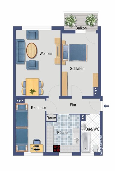 Wohnung zum Kauf Provisionsfrei 264.300 € 3,5 Zimmer 68,1 m² Erdgeschoss Weststraße 14 Benrath Düsseldorf 40597