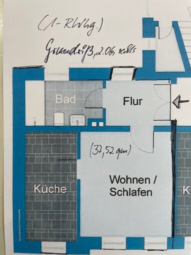 Wohnung zur Miete 385 € 1 Zimmer 37,5 m² 2. Geschoss Auenstr. 72 Andreasvorstadt Erfurt 99089