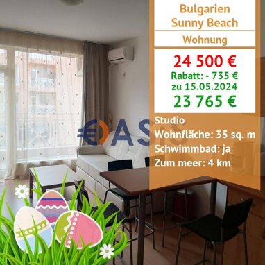 Apartment zum Kauf Provisionsfrei 23.765 € 1 Zimmer 35 m² 2. Geschoss Sunny Beach 8237