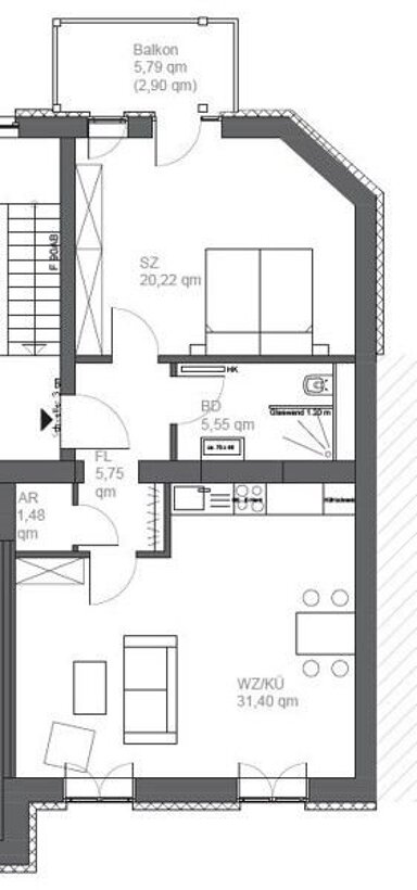 Wohnung zur Miete 1.079 € 2 Zimmer 67,4 m² 3. Geschoss frei ab 13.12.2024 Erkrather Str. 120 Flingern - Süd Düsseldorf 40233