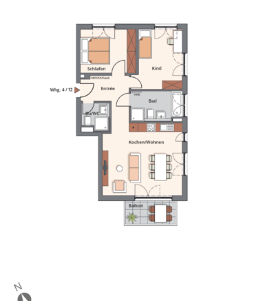 Wohnung zur Miete 1.550 € 3 Zimmer 75 m² 1. Geschoss Otto-Lederer-Weg 30 Waldtrudering München 81827
