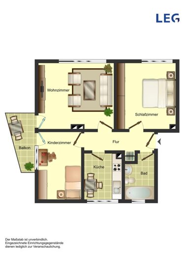Wohnung zur Miete 450 € 3 Zimmer 63 m² Erdgeschoss Bachstraße 20 Weddinghofen Bergkamen 59192