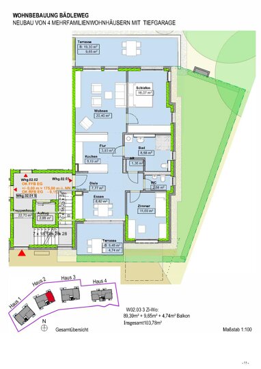Wohnung zur Miete 1.195 € 3 Zimmer 104 m² Erdgeschoss Bädleweg Haus 2 Kernstadt - Mitte Lahr/Schwarzwald 77933