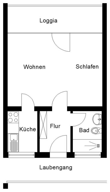 Wohnung zur Miete 246,40 € 1 Zimmer 32 m² 1. Geschoss Hermann-Löns-Straße 19 Herne - Zentrum Herne 44623