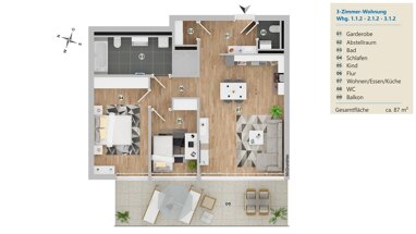Wohnung zur Miete 992 € 3 Zimmer 87 m² 1. Geschoss Friedrichshafener Str. 151 Langenargen Langenargen 88085