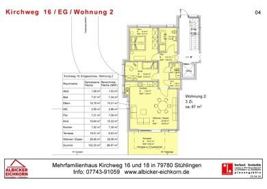 Wohnung zum Kauf provisionsfrei 356.700 € 3 Zimmer 87 m² Kirchweg 16 Stühlingen Stühlingen 79780