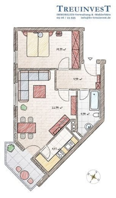Wohnung zur Miete 510 € 2 Zimmer 54 m² 2. Geschoss frei ab sofort Asbach-Bäumenheim Asbach-Bäumenheim 86663