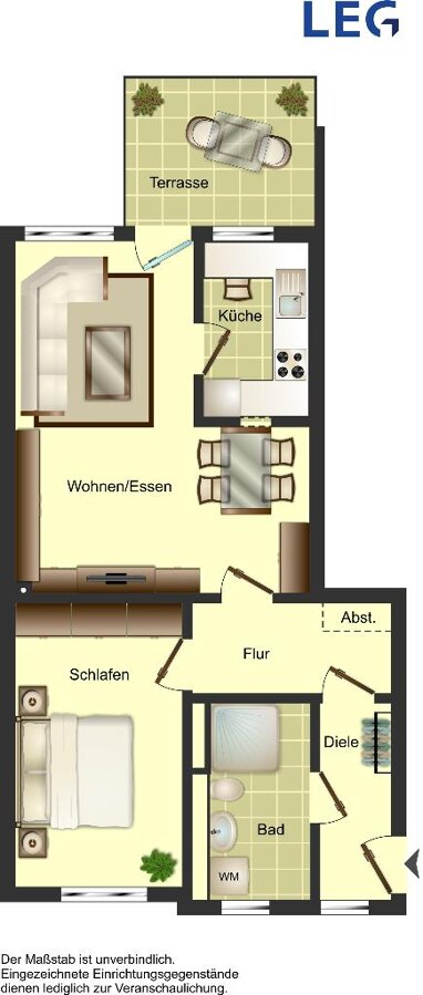 Wohnung zur Miete 739 € 2 Zimmer 61,9 m² 1. Geschoss Krefelder Straße 155 Heerdt Düsseldorf 40549