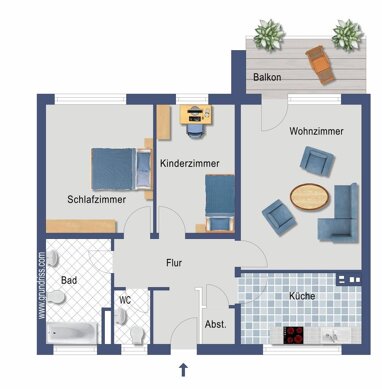 Wohnung zum Kauf Provisionsfrei 229.000 € 3 Zimmer 75 m² Erdgeschoss Kalk-Mülheimer Straße 407 Mülheim Köln 51065
