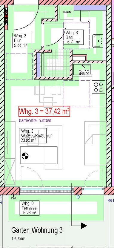 Terrassenwohnung zum Kauf Provisionsfrei 206.500 € 1 Zimmer 37 m² Erdgeschoss Memminger Str. 67 Vöhringen Vöhringen 89269