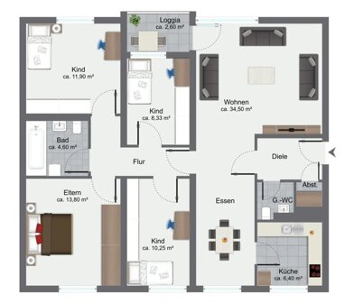 Wohnung zur Miete 1.600 € 6 Zimmer 104 m² 5. Geschoss Europaring 64 Medinghoven Bonn 53123