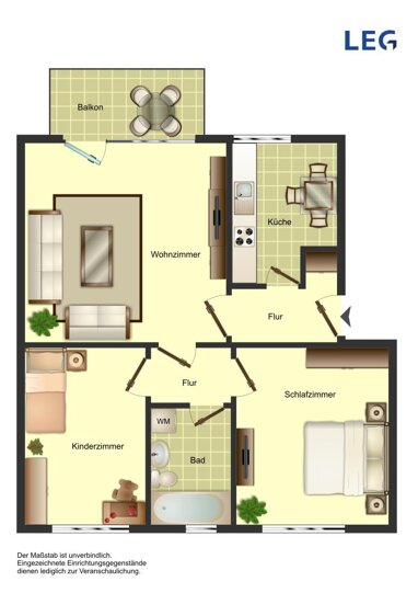 Wohnung zur Miete 430 € 3 Zimmer 60,7 m² Erdgeschoss Bachstraße 12 Weddinghofen Bergkamen 59192