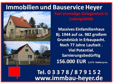 Einfamilienhaus zum Kauf 156.000 € 4 Zimmer 117 m² 982 m² Grundstück Potsdamer Straße 154 Ludwigsfelde Ludwigsfelde 14974