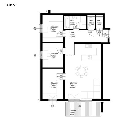 Wohnung zum Kauf 397.500 € 4 Zimmer 91,3 m² 1. Geschoss Grabenhof Wels 4600